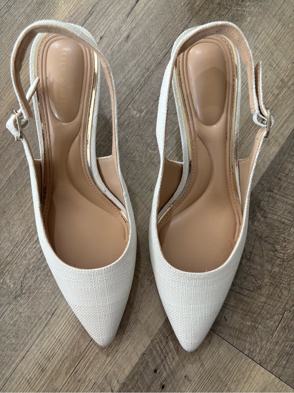 Kelly & Katie Cream Pointed Slingback Heels